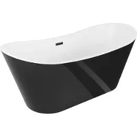 Mexen Montana freistehende Badewanne 180 x 90 cm, weiß/schwarz, schwarzer Überlauf - 52011809075-70
