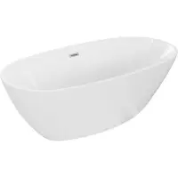 Mexen Eris freistehende Badewanne 180 x 80 cm, weiß, mit gebürstetem Nickelüberlauf - 53441808000-97