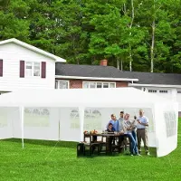 Northix 3 x 9 m Pavillon Zelt Gartenpavillon Gartenzelt mit 5 abnehmbaren Seitenwände weiß