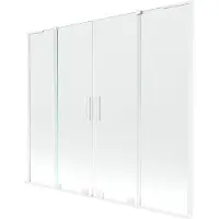 Mexen Velar L Duo Badewannenfaltwand 2-flügelig schiebbar 200 x 150 cm, transparent, weiß - 896-200-003-02-20