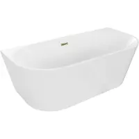 Mexen Oval freistehende wandmontierte Badewanne 150 x 75 cm, weiß, Überlauf gold - 52671507500-50