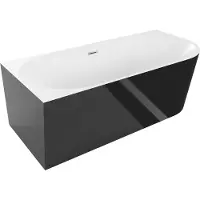 Mexen Mia freistehende linke Eckbadewanne 170 x 80 cm, weiß/schwarz, Ablauf chrom - 52691708075L-01