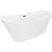 Mexen Dora freistehende Badewanne 160 x 75 cm, weiß, Überlauf gun gray gebürstet - 52071607500-66