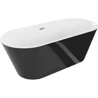 Mexen Flavia Badewanne freistehend 160 x 75 cm, weiß/schwarz, Überlauf chrom - 54031608075-01