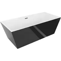 Mexen Lita freistehende Badewanne 170 x 75 cm, weiß/schwarz, Überlauf gun gray gebürstet - 52121707575-66