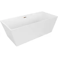 Mexen Lita freistehende Badewanne 170 x 75 cm, weiß, Überlauf Roségold - 52121707500-60
