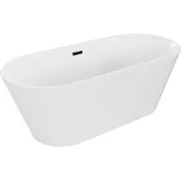 Mexen Flavia freistehende Badewanne 150 x 75 cm, weiß, mit schwarzem Überlauf - 54031507500-70