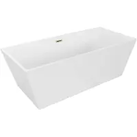 Mexen Lita freistehende Badewanne 170 x 75 cm, weiß, Überlauf gold - 52121707500-50