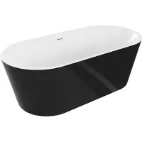 Mexen Luna freistehende Badewanne 150 x 75 cm, weiß/schwarz, weißer Überlauf - 52031507575-20