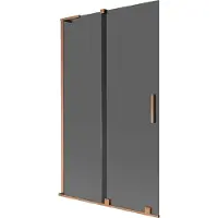 Mexen Velar L Badewannenwand 2-flügelig, verschiebbar 110 x 150 cm, Graphit, gebürstetes Kupfer - 896-110-003-41-65
