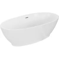 Mexen Bilbao freistehende Badewanne 180 x 90 cm, weiß, Überlauf gebürstetes Nickel - 51311809000-97