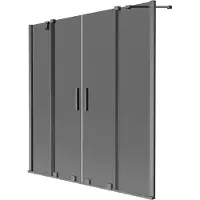 Mexen Velar Duo, 2-flügelig verschiebbare Badewannenabtrennung 140 x 150 cm, Grafit, gebürstet Gun Gray - 896-140-000-42-66