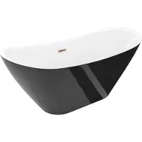 Mexen Lotos freistehende Badewanne 140 x 75 cm, weiß/schwarz, Überlauf roségold - 52051407775-60