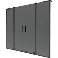 Mexen Velar L Duo Badewannenwand 2-flügelig Schiebetür 200 x 150 cm, Graphit, Schwarz - 896-200-003-42-70