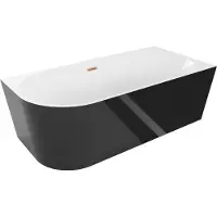 Mexen Mia freistehende rechteckige Badewanne 160 x 75 cm, weiß/schwarz, gebürstetes Messing - 52691607575P-65
