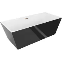 Mexen Lita freistehende Badewanne 170 x 75 cm, weiß/schwarz, Überlauf Roségold - 52121707575-60