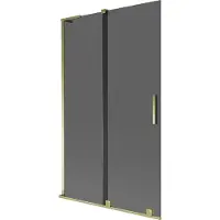 Mexen Velar L Badewannenwand 2-flügelig verschiebbar 110 x 150 cm, grafit, gold - 896-110-003-41-50