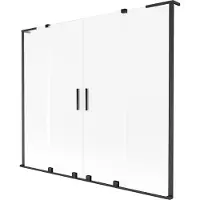 Mexen Velar L Duo Badewannenabtrennung 2-flügelig verschiebbar 170 x 150 cm, matt, schwarz - 896-170-003-32-70