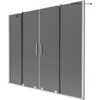 Mexen Velar Duo Badewannenfaltwand 2-flügelig verschiebbar 190 x 150 cm, Graphit, gebürstetes Nickel - 896-190-000-42-97