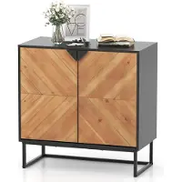 Costway Buffet-Schrank mit Stauraum, Sideboard-Schrank mit Türen und Regal, Konsolentisch mit Metallbeinen, Moderner Akzent-Schrank Schwarz