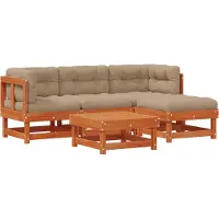 Syfax Garten-Lounge-Set 15 stk. Wachsbraun Massives Kiefernholz