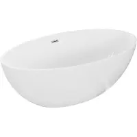 Mexen Nike Badewanne freistehend 175 x 100 cm, weiß, Überlauf nickel gebürstet - 54071751000-97