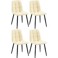 CLP 4er Set Esszimmerstuhl Antibes Kunstleder, Farbe:creme