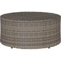 Syfax Couchtisch für draußen Grau Ø 68 x 30 cm Poly-Rattan