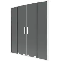 Mexen Velar L Duo Badewannenabtrennung 2-flügelig, verschiebbar 150 x 150 cm, Graphit, Weiß - 896-150-003-42-20