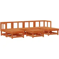 Syfax Garten-Lounge-Set 7 stk. Wachsbraun Massives Kiefernholz