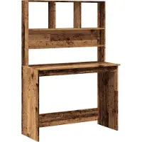 Syfax Schreibtisch mit Regal Altholz-Optik 102x45x148cm Holzwerkstoff