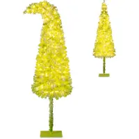 Costway Künstlicher Weihnachtsbaum 210cm mit Schnee, biegbarer Spitze, warmweißen LEDs & 8 Modi, Tannenbaum Christbaum Kunstbaum Weihnachten