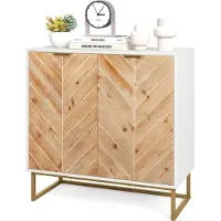 Costway Buffet-Schrank mit Stauraum, Sideboard-Schrank mit Türen und Regal, Konsolentisch mit Metallbeinen, Moderner Akzent-Schrank Weiß