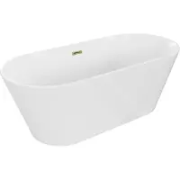 Mexen Flavia freistehende Badewanne 150 x 75 cm, weiß, Überlauf gold - 54031507500-50