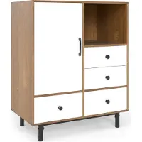 Costway Sideboard modern, Buffet Aufbewahrungsschrank mit Metallbeinen, 4 Schubladen & offenem Fach, Kommode Seitenschrank 80x45,5x97,5 cm (Weiß)