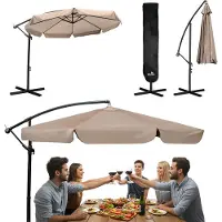 Plonos Klappbarer Gartenschirm, 8 Segmente, 350 cm, mit Bezug, PL-881