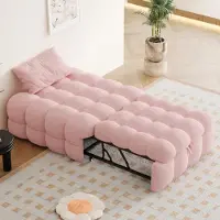 ALFORIGO Schlafsofa 2-in-1 mit Fußhockerfunktion, ausziehbares Polsterbett aus Bouclé, ohne Matratze nutzbar, 183 x 76 x 42 cm, bis 120 kg