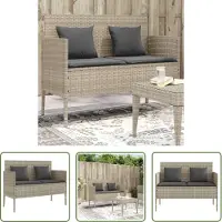 The Living Store Gartenbank mit Kissen Hellgrau Poly Rattan