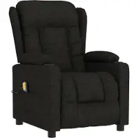 Syfax Massagesessel Schwarz Stoff mit manueller Liegefunktion, Vibrationsfunktion, 6 Massagezonen und 2 Getränkehaltern, 96x99,5x72,5 cm