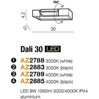 Azzardo LED-Badezimmerwandleuchte Dali 30 4000K weiß AZ2789 9W 1050lm 4000K IP44 30cm weiß