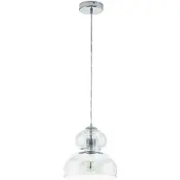 Eglo Rauchglas Pendelleuchte ULLASTE chrom blau Ø25cm H:110cm
