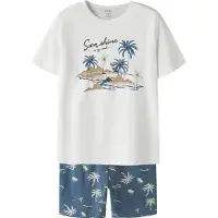 Name it Nightset Bluefin Palm Kurzarm-pyjama