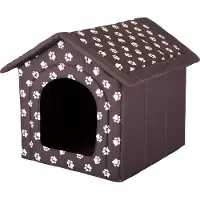 TexCorp Doggy Hundehütte Hundehöhle Hundebett Hundehaus Katzenhöhle mittle L - 52x46 cm braun mit Pfoten