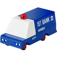Candylab Toys Holzspielzeugauto - gepanzerter Bus weiß rot