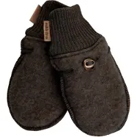 Mikk-Line Fäustlinge Merinowolle, Dark Brown Melange, 62-68