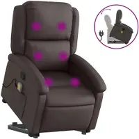 Syfax Massagesessel mit Aufstehhilfe Dunkelbraun Echtleder