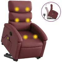 Syfax Massagesessel mit Aufstehhilfe Weinrot Kunstleder