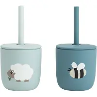 Done by Deer Tiny Farm Silikon 2er-pack Becher Mit Strohhalmen
