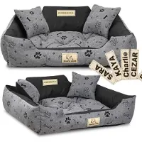 AIO Factory Hundebett KINGDOG 100x75 cm personalisiert wasserdicht Knochen schwarz