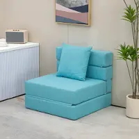 Sweiko Schlafsessel Relaxsessel Gästebett. abnehmbarer Bezug, 70 cm x 70 cm x 61 cm, Hellblau